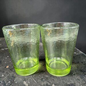 Fire and Light Recycled Glass Tumbler Olive Green Barware Glasses 4.5inch Set2